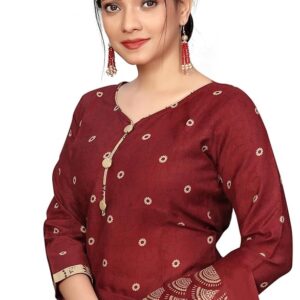 Rajnandini Women Maroon Cotton Printed Ready To Wear Patiala Salwar Suit