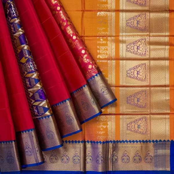 Bandhani Silk Saree - Kalamkari Border - Image 4